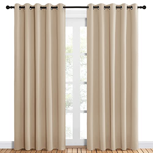 NICETOWN Blackout Curtains - 60x84 Inch Thermal Insulated Drapes, Beige
