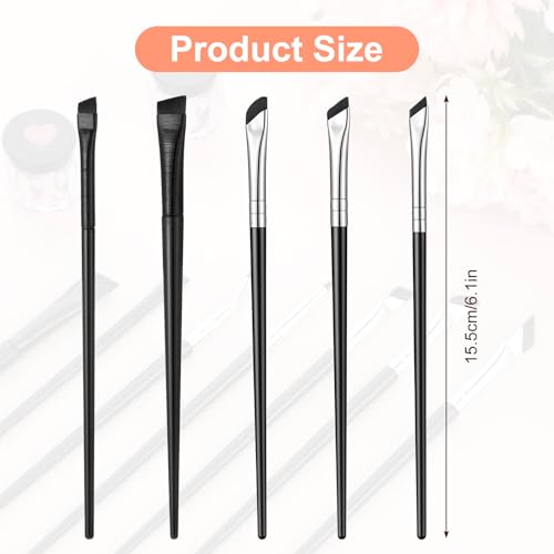 5-Piece Angled Eyeliner and Eyebrow Brush Set for Precise Eye Makeup