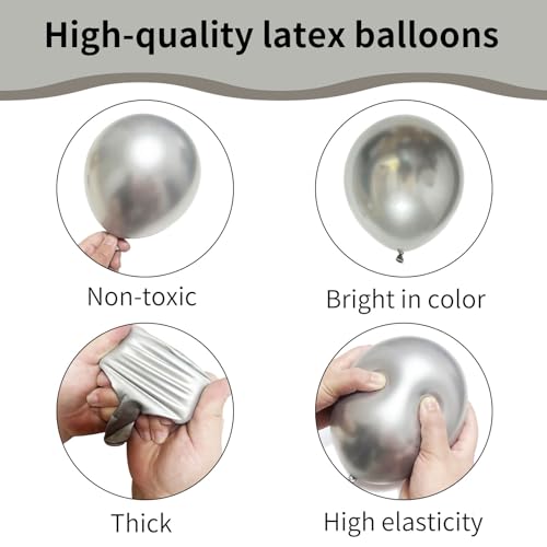 50pcs Silver 5-Inch Metallic Latex Balloons for Parties