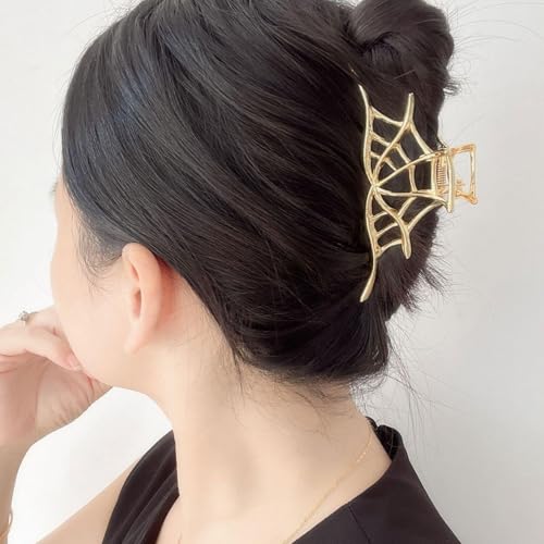 HAIMITI Gothic Spider Web Hair Claw Clip Y2K Halloween Hair Accessory