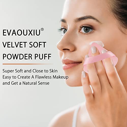 EVAOUXIU Triangle Powder Puff Set - Soft Velour Makeup Sponge for Foundation & Setting Powder, Pink (2 Pcs)