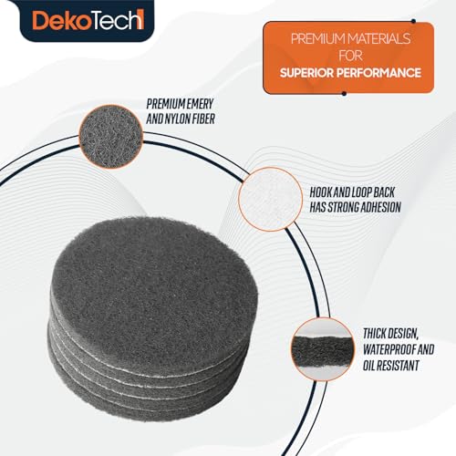 DekoTech 5-Inch Hook & Loop Scouring Pads - Heavy-Duty Abrasive Set (5 Pack)