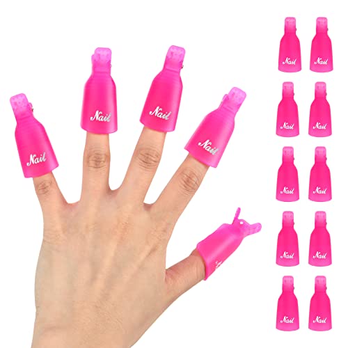 Ponjowl 10 Pcs Pink Gel Nail Polish Remover Soak Off Clips Reusable