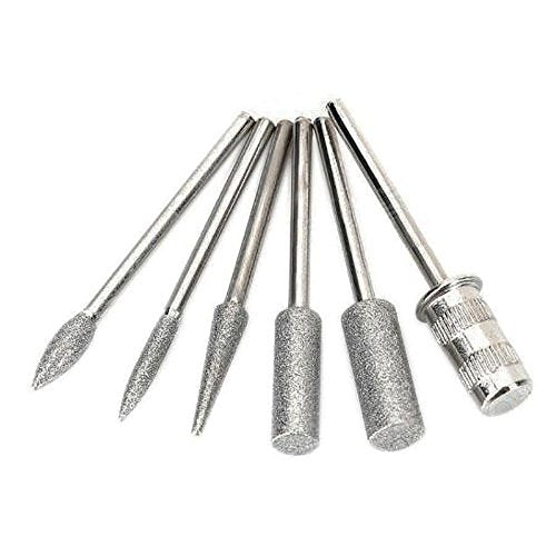 ZXUY 6-Piece Nail Drill Bits Set with 3/32 Inch Shank for Acrylic Nails