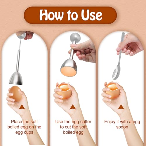 Vibedor Stainless Steel Egg Cups & Cracker Set of 5 - Durable, Easy to Clean Kitchen Utensils