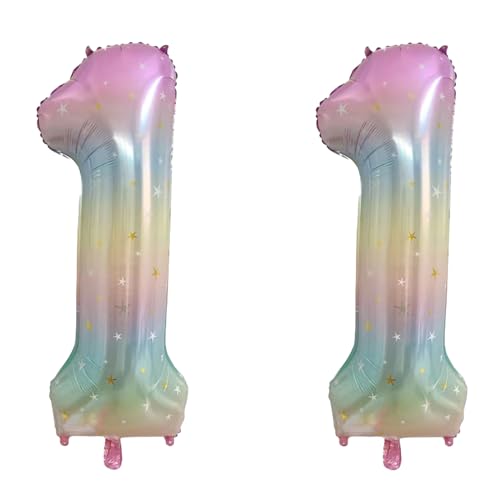40 Inch Rainbow Number 11 Foil Balloon for Birthday & Celebration