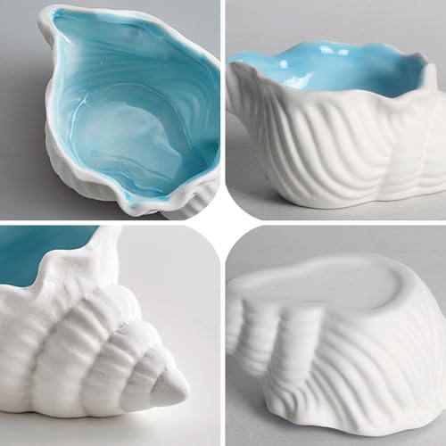 Ocean Ceramic Jewelry Tray - Aqua Shell Trinket Dish (Style A)