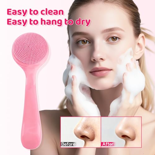 OLLBIT Silicone Manual Facial Cleansing Brush 2PCS Soft Exfoliating Face Scrub