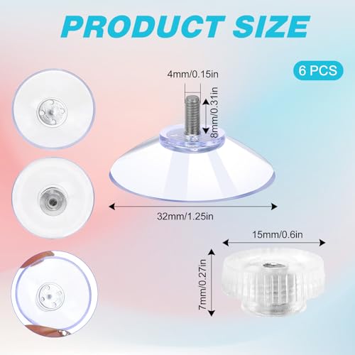 Mozeat 32mm Suction Cups with Stainless Steel M4 Screws - 6 Pack