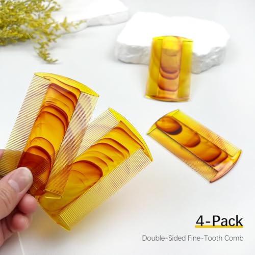 Zoolinn 4-Pack Amber Swirl Fine-Tooth Plastic Hair Combs - Dual-Sided