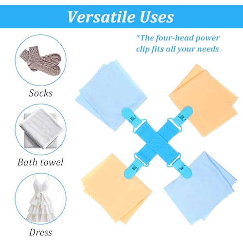 2 Pack Bed Sheet Detangler Clips - Blue Anti-Slip Mattress Fasteners