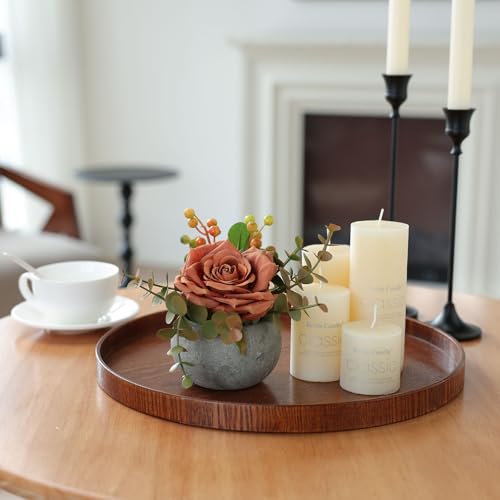 mizii DIY Artificial Orange Silk Rose Potted Plant Kit with Vase