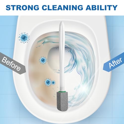 Toilet Bowl Cleaner with Handle - Pumice Stone Set (1 Wand + 6 Stones)