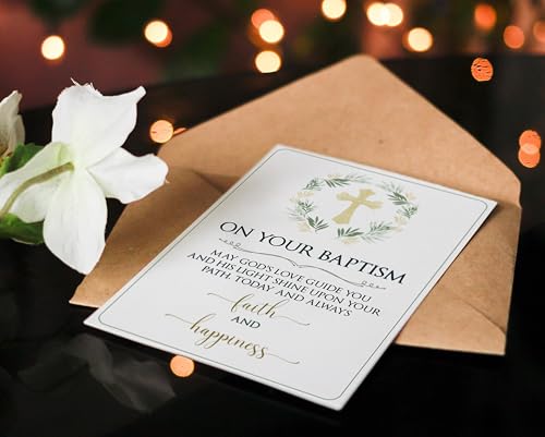 Elegant 5x7 Baptism Card with Envelope | Christian Blessing