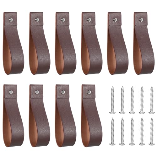 Eldraqth 10-Piece Leather Wall Hanging Straps - Boho Curtain Rod Holders