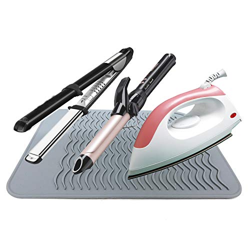 Lessmon Large Heat Resistant Silicone Mat for Hair Styling Tools, 11x7.5 in, Grey