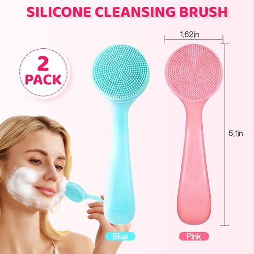 OLLBIT Silicone Manual Facial Cleansing Brush 2PCS Soft Exfoliating Face Scrub