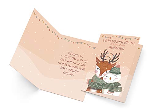 Christmas Greeting Card for Granddaughter - Eco-Friendly Thick Card Stock with Envelope - Made in USA