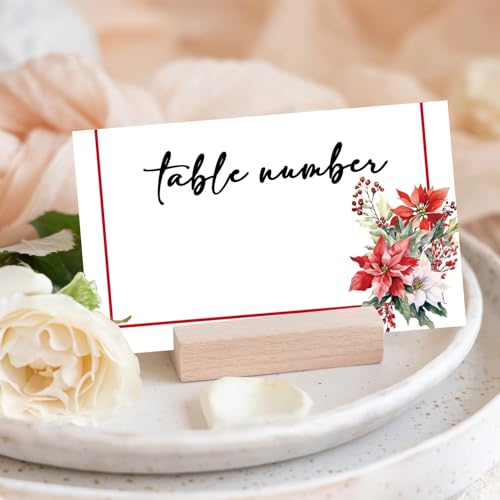 Christmas Poinsettia Place Cards for Table Setting, 25 Pack, Holiday Decor