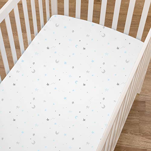 American Baby Company 2-Pack Fitted Mini Crib Sheets, Blue Star/Zigzag