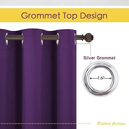 NICETOWN Royal Purple Blackout Curtains, 70" L, 2 Panels, Grommet Top