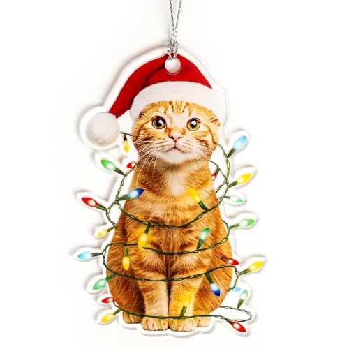 Cute Cat Christmas Ornament 2026 - Festive 4-Inch Acrylic Decor