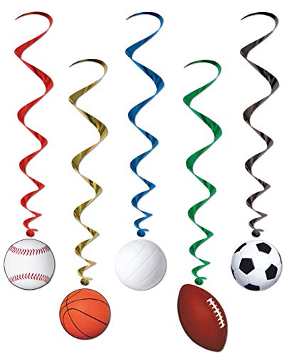 Beistle Sports Whirls - 5 Count Hanging Decorations for Parties