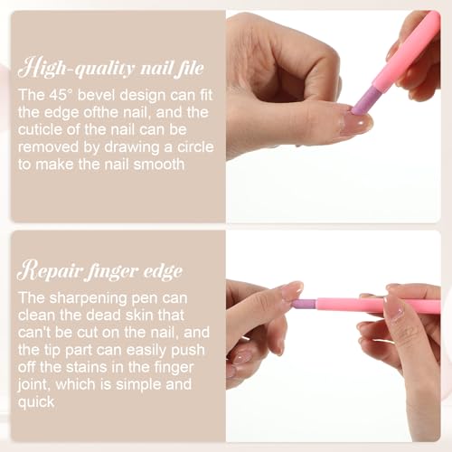Zelphvt 12 Pcs Pumice Stone Cuticle Remover Pen and Nail Pusher Set