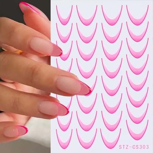 French Colorful Nail Art Stickers 3D Self-Adhesive Decals 6 Sheets