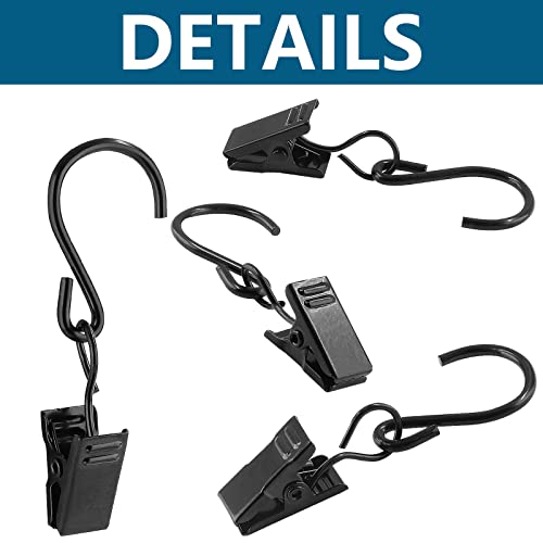 Litoexpe 50 Black S Hooks Clips for Curtains & Party Lights