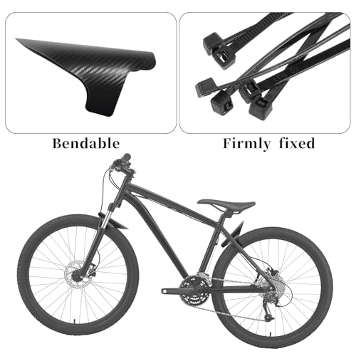 2 Sets Mountain Bike Fender Rear and Front Compatible Bicycle Mudguard Adjustable 29" Plus Size with 15 Cable Ties for Fat Bike Wheel Sizes and All Disc Brake Bicycles