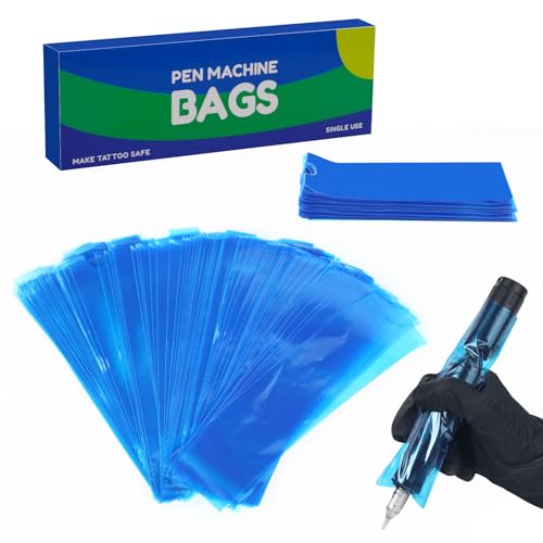 GEEKERA 200 Pcs Disposable Tattoo Machine Pen Covers - Large Clear Sleeves