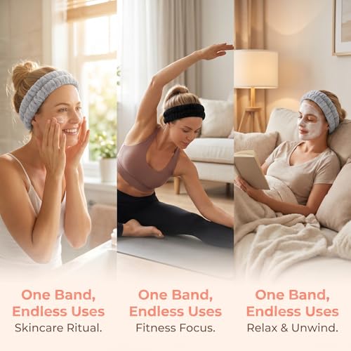 WOLUUCEB 2-Pack Soft Plush Spa Headbands for Skincare, Face Washing & Makeup