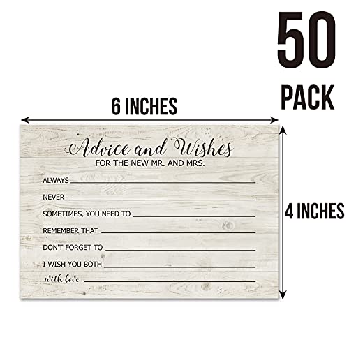 Rustic Wedding Advice and Wishes Cards 4x6 Inch - Pack of 50