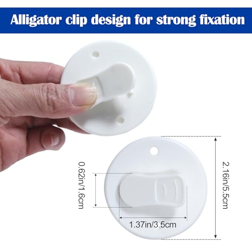 AxiyanX 4Pcs Shower Curtain Clips with Adhesive Wall Mounts - White