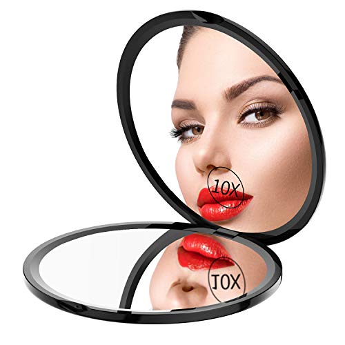 Gospire Black 4" Ultra-Thin Pocket Makeup Mirror 1X/10X