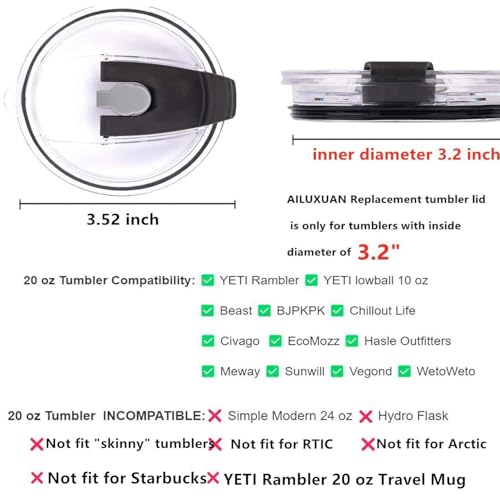 Spill-Proof Replacement Lids for 20 Oz Tumblers - 2 Pack