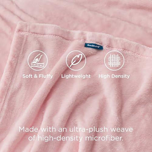 Bedsure Twin Fleece Blanket - Soft Pink Plush 300GSM Cozy Throw