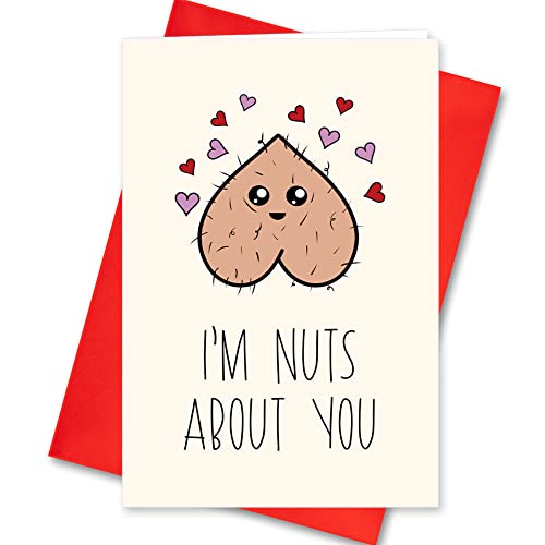 Funny Valentine's Day Card - I'm Nuts About You - 5.3" x 8"