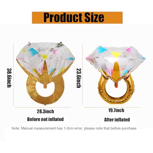 2 Pack Diamond Ring Balloons - 26 Inch Engagement Party Decor