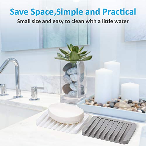 Mcyye 4-Pack Self-Draining Silicone Soap Dish and Sponge Holder