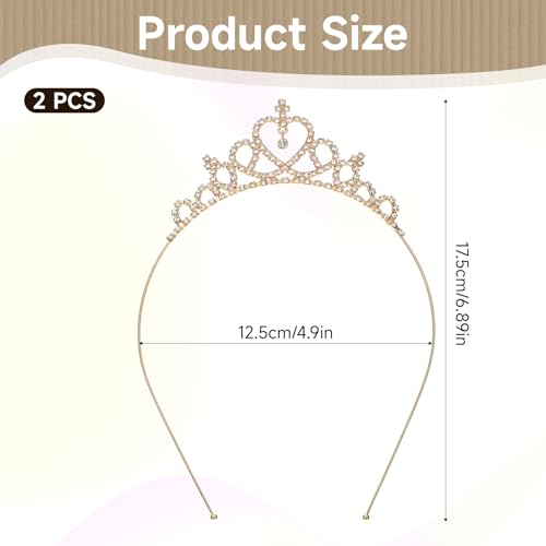 Rhinestone Tiara Headband 2-Piece Set - Gold and Silver Princess Crowns