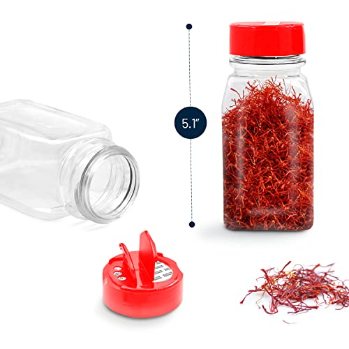 9.5 Oz Plastic Spice Jars with Red Caps - 6 Pack for Herbs & Spices