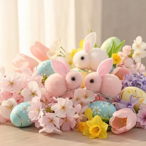 Plush Bunny Hair Clips - Cute Fluffy Rabbit Hair Claws Set for Women