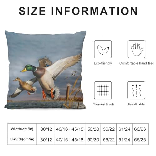 Flying Mallard Ducks Velvet Throw Pillow Cover 18x18 - Double-Sided
