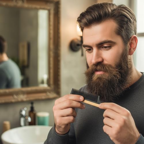 Natural Bamboo Hair Comb Anti-Static Wooden Detangling Comb for Hair & Beard