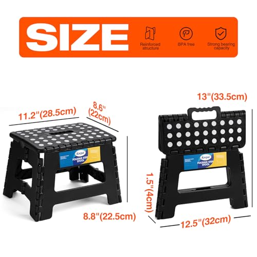 Korpai 9-Inch Folding Step Stool for Adults & Kids, Portable Non-Slip Stool