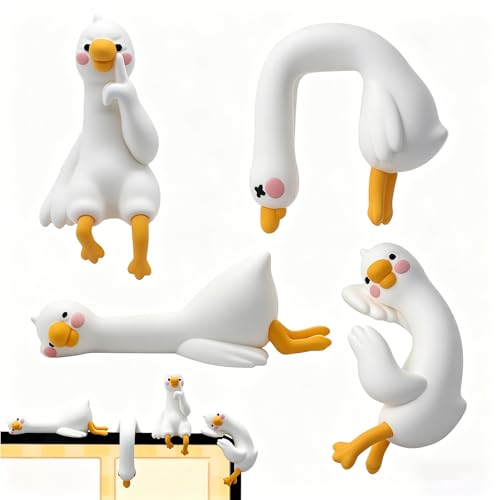YOKUSHI 4 Pcs Adorable Goose Figurines for Desk Decor