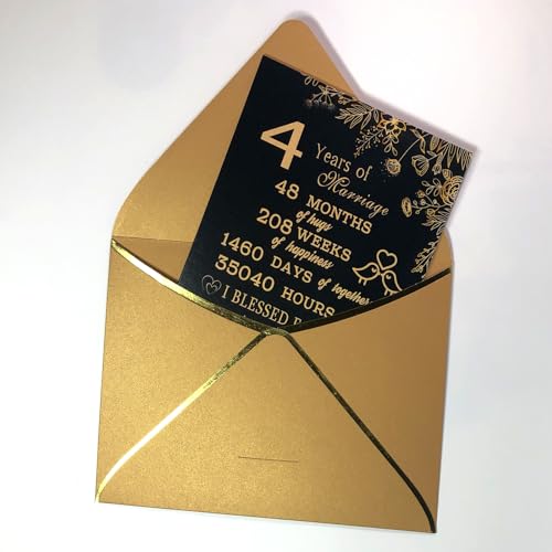 Sutjxc 4th Wedding Anniversary Card for Husband Wife, 5x7 Inches
