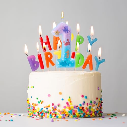 Lyreh Mermaid Number 1 Birthday Candle Ocean Theme Cake Topper
